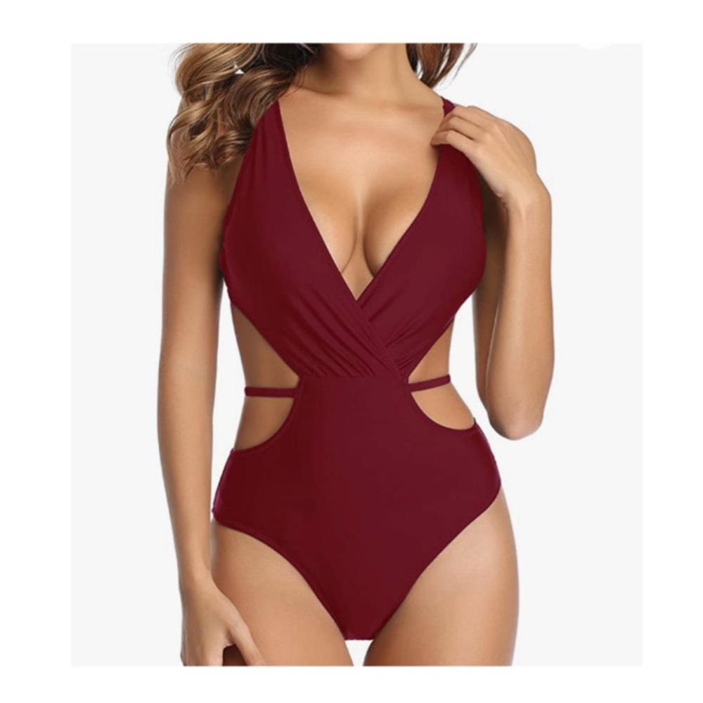 one piece cutout halter swimsuit